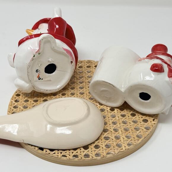 LOT- Snowman Spoon Rest Candle Holder& Santa Figurine Christmas Decor Holiday - Picture 2 of 3